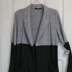 Black and grey long open cardi - XS